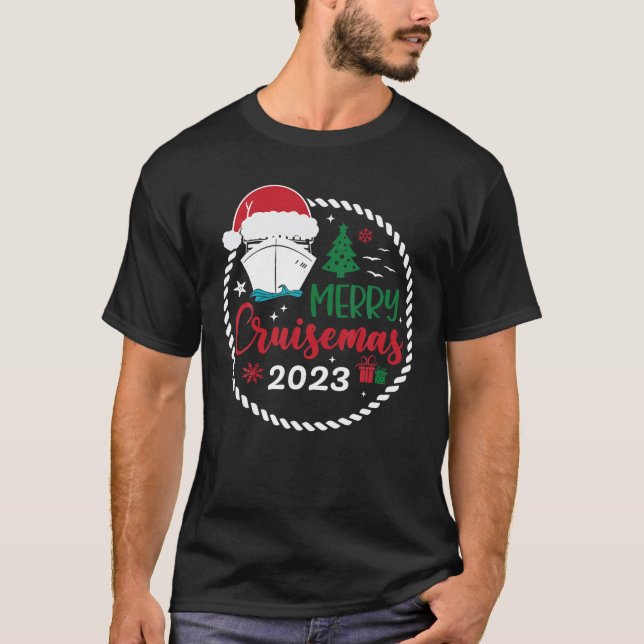 T-shirt Croisière de Noël en famille 2023 Merry Cruisemas  (Devant)