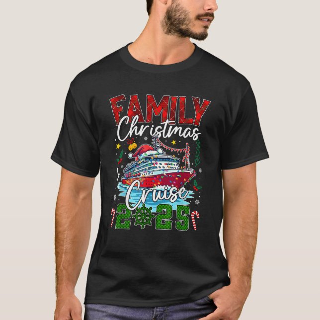 T-shirt Croisière de Noël Famille 2025 Hommes de Noël (Devant)