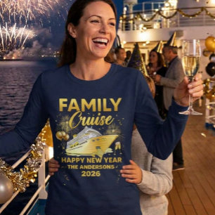 T-shirt Croisière du Nouvel An en Famille Bateau Or Année 