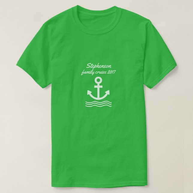 T-shirt Croisière en famille avec ancre et vagues (Design devant)