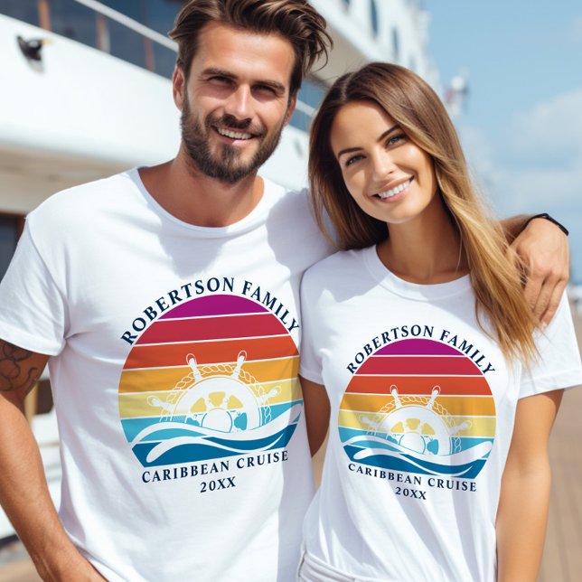 T-shirt Croisière en famille Navire nautique Roue Retro Su (Créateur téléchargé)