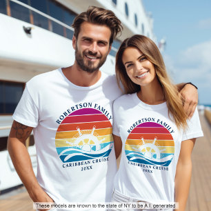 T-shirt Croisière familiale roue de navire nautique rétro 