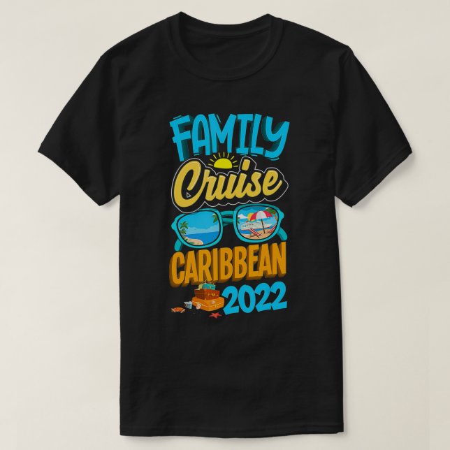 T-shirt Croisière famille Caraïbes 2022 Hommes Garçons Fil (Design devant)