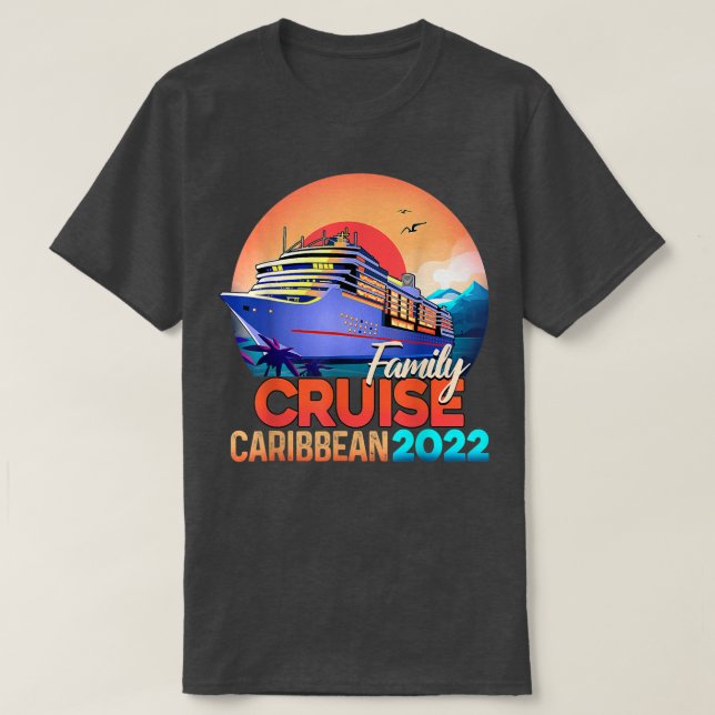 T-shirt Croisière famille Caraïbes 2022 Hommes Garçons Fil (Design devant)