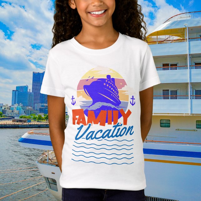 T-Shirt Croisière Famille Enfants Coucher de soleil bleu/o (A fun loving keepsake t shirt of your special vacation.)