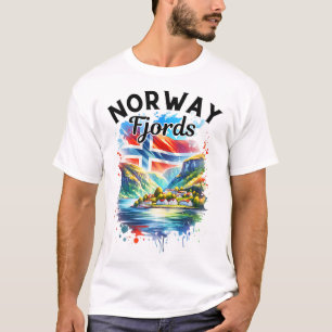 T-shirt Croisière Fjords Norvège Drapeau Norvégien Scandin