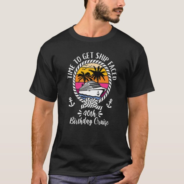 T-shirt Croisière Heure Pour Obtenir Bateau Confronté 40e  (Devant)