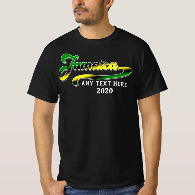 T-shirt Croisière Jamaïcaine Green Black Yellow Text (Devant)