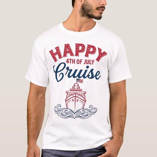 T-shirt Croisière joyeuse du 4 juillet, conception de navi (Devant)