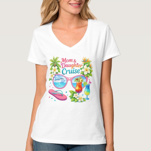 T-shirt Croisière mère fille vacances tropicales (Devant)
