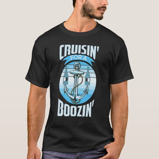 T-shirt Croisière Pour Une Femme Boozin Bateau Famille Cru (Devant)