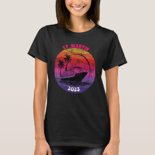 T-shirt Croisière St Martin 2023 Rétro Vintage Coucher de 