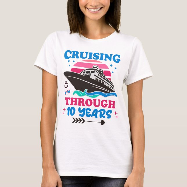 T-shirt Croisière Sur 10 Ans Mariage (Devant)