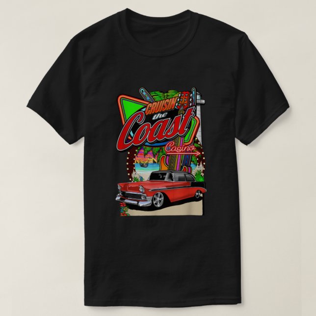 T-shirt Croisière sur la Côte Classic Car Rod Run Casino T (Design devant)