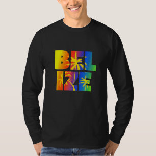 T-shirt Croisière tropicale aux palmiers arc-en-ciel de Be
