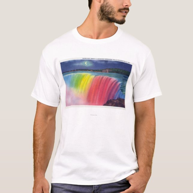 T-shirt Croissant de lune au-dessus de Horseshow lumineux (Devant)