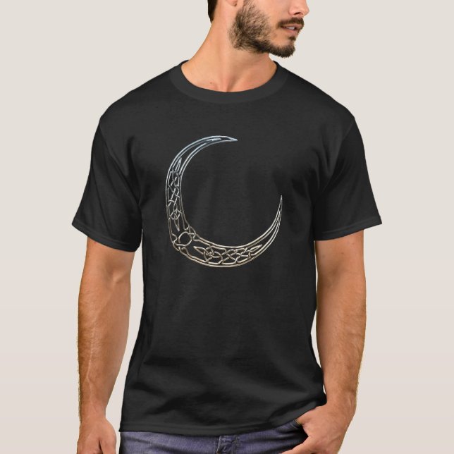 T-shirt Croissant de lune celtique argenté brillant (Devant)