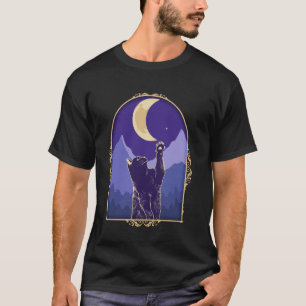 T-shirt Croissant de Lune Étoile Mystique Céleste Chat Cos