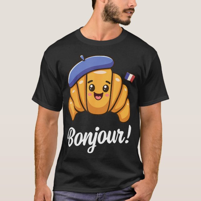 T-shirt Croissant Français Dire Citation France Cuisine Pe (Devant)