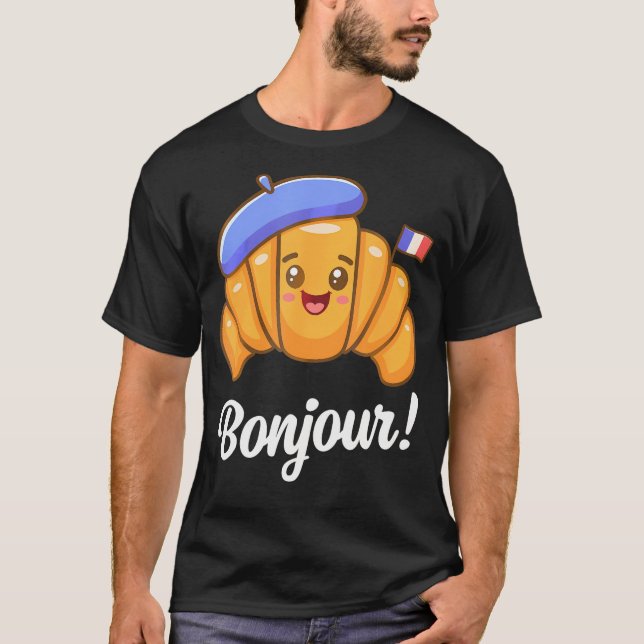 T-shirt Croissant Français Dire Citation France Cuisine Pe (Devant)