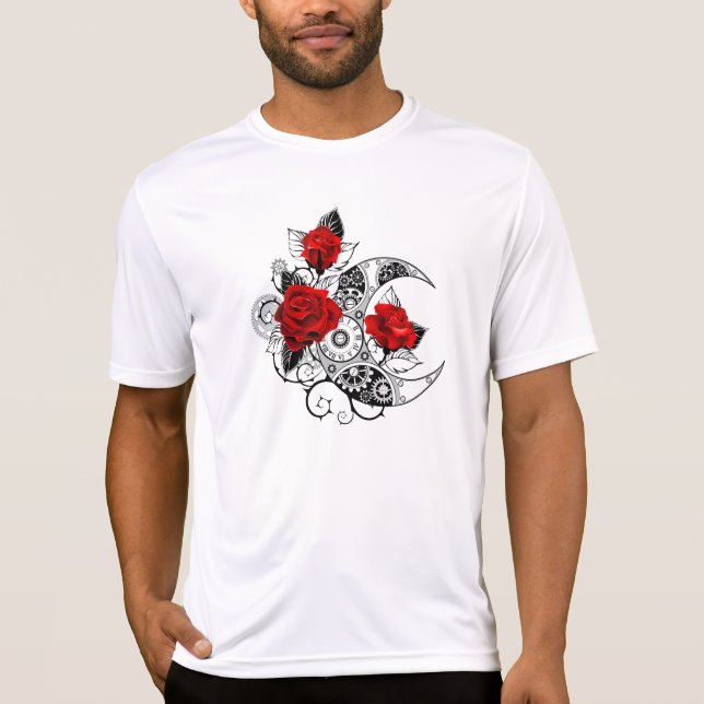 T-shirt Croissant mécanique avec roses rouges (Devant)