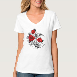 T-shirt Croissant mécanique avec roses rouges
