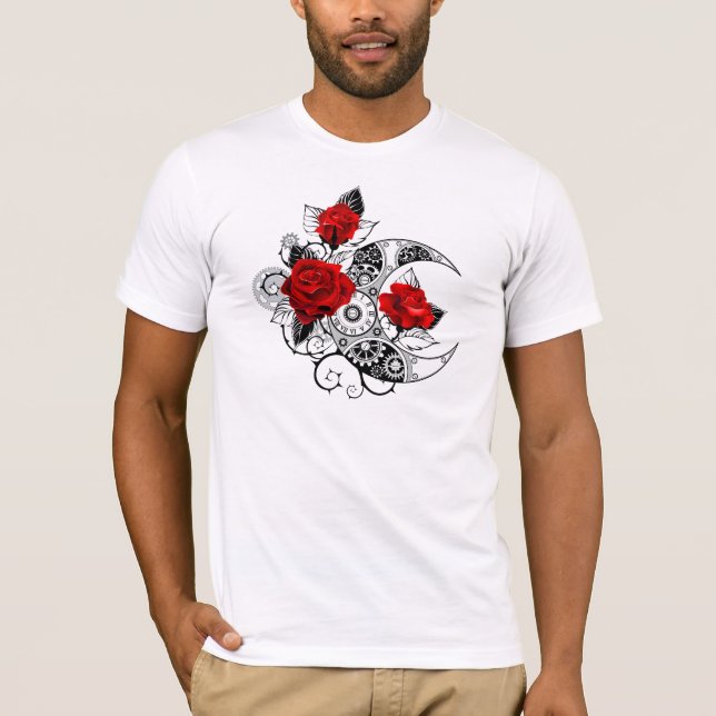 T-shirt Croissant mécanique avec roses rouges (Devant)