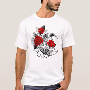 T-shirt Croissant mécanique avec roses rouges