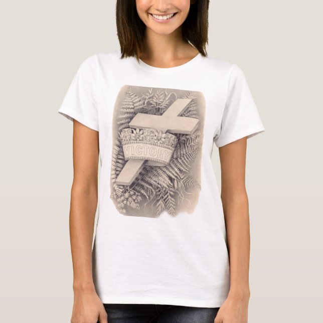 T-shirt Croix avec couronne et victoire (Devant)
