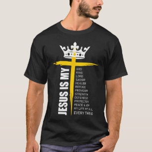 T-shirt Croix Chrétien Jésus-Christ est mon Dieu Roi Seign