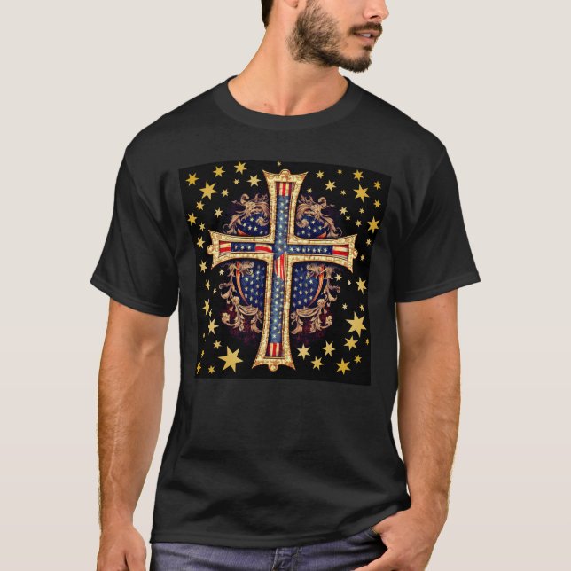 T-shirt Croix chrétienne-américaine (Devant)