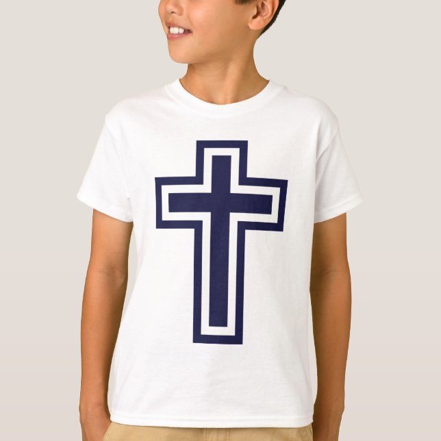 T-shirt Croix chrétienne bleue différentes variantes (Devant)