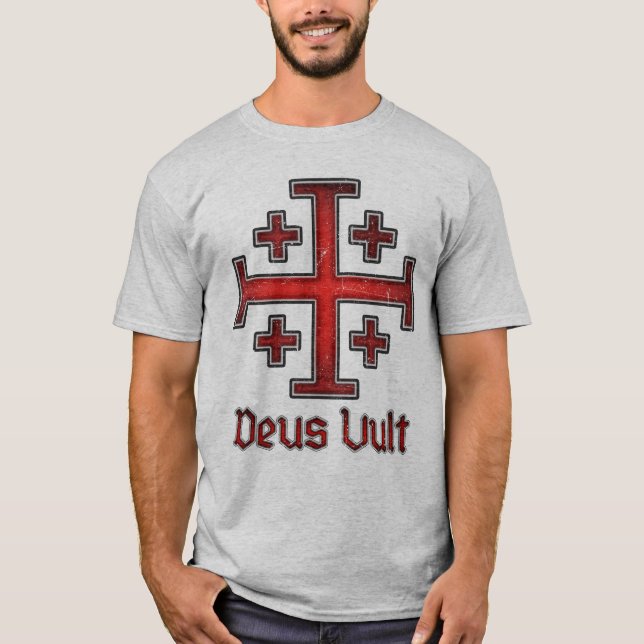 T-shirt Croix chrétienne de Croisé Templier de Jérusalem C (Devant)