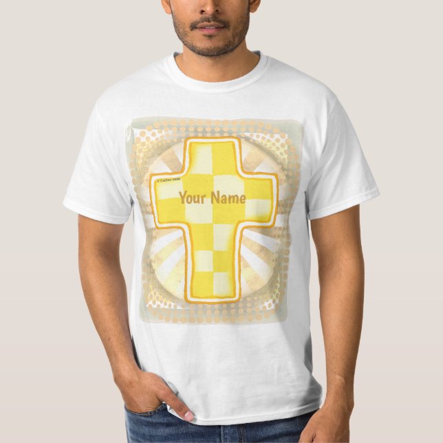 T-shirt Croix chrétienne du chèque jaune (Devant)