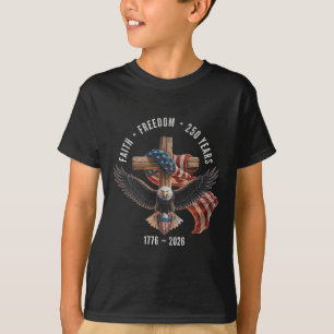 T-shirt Croix chrétienne Foi Liberté 250 ans 1776-2026 