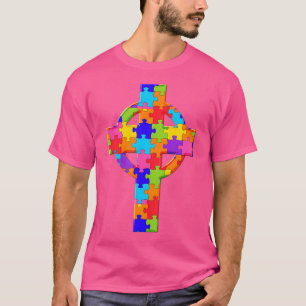 T-shirt Croix chrétienne Jésus-Christ Puzzle Autisme