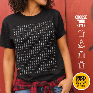 T-shirt Croix chrétienne moderne motif Cœur Sacré Rouge