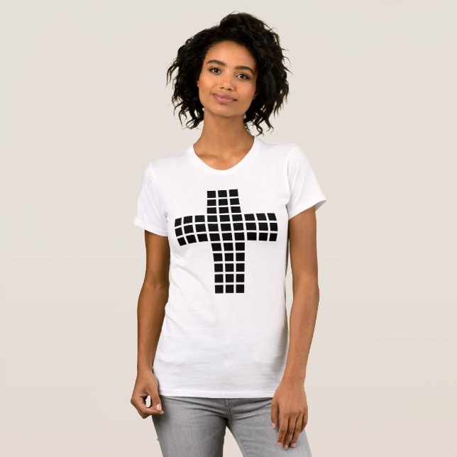 T-shirt Croix chrétienne noire (Devant entier)