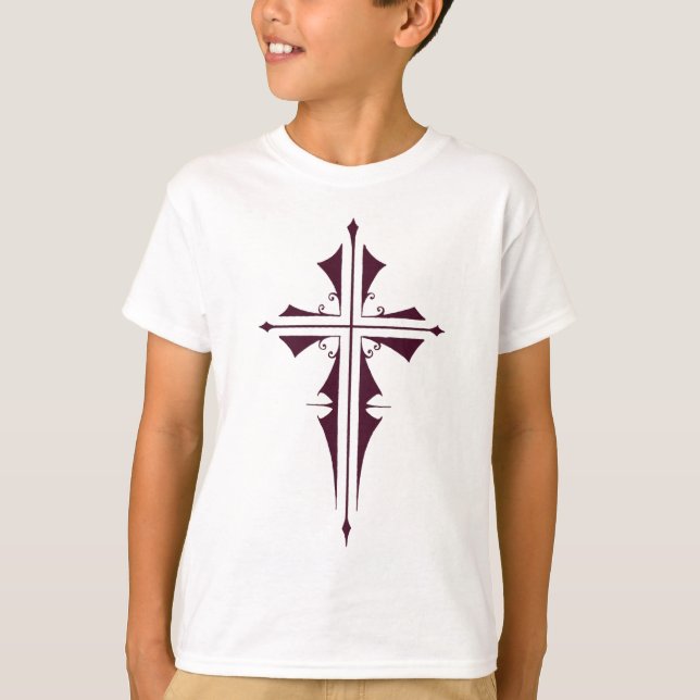 T-shirt Croix chrétienne pourpre (Devant)