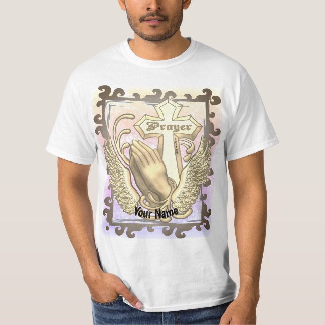 T-shirt Croix chrétienne Priez toujours  (Devant)