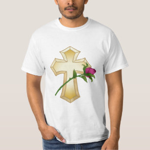 T-shirt Croix chrétienne rose