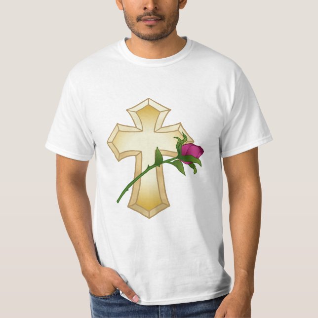 T-shirt Croix chrétienne rose (Devant)