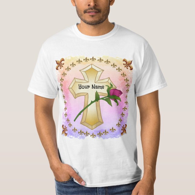 T-Shirt Croix Chrétienne Rose  (Devant)