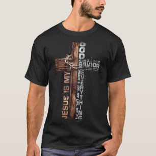 T-shirt Croix chrétiens Jésus est mon Dieu Roi Seigneur Sa