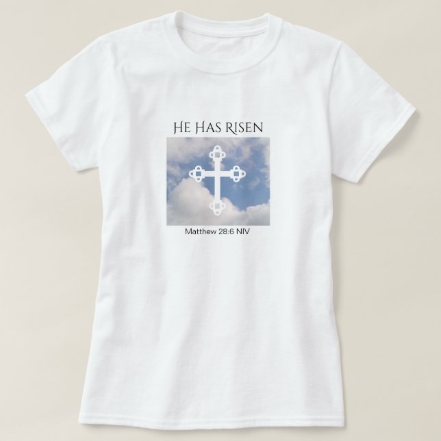 T-shirt Croix dans Ciel nuageux Résurrection Bleu Cadeau P (Design devant)
