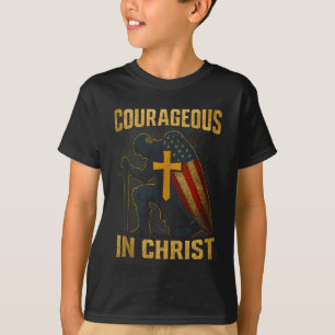 T-shirt Croix de Chevalier Courageux en Christ Drapeau USA