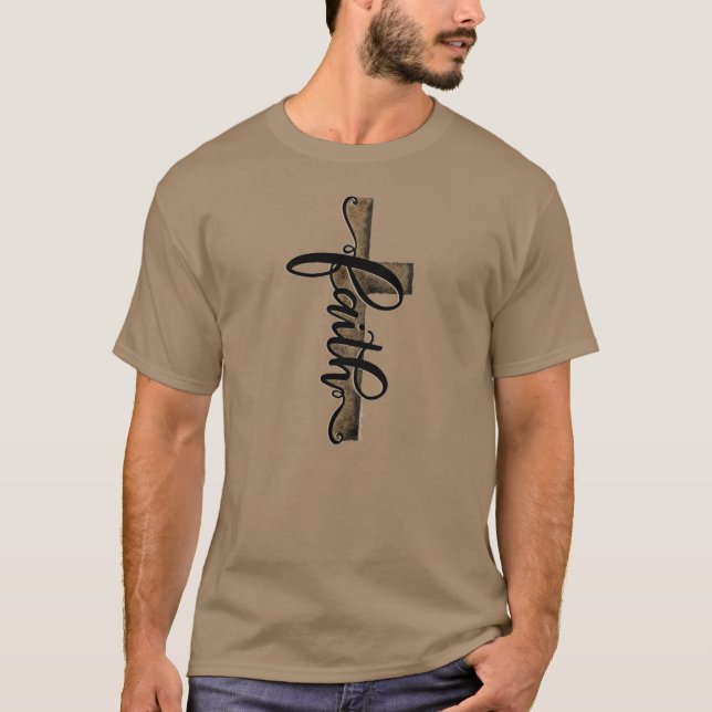 T-shirt Croix de foi moderne et rustique (Devant)