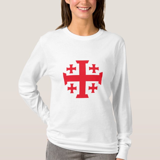 T-shirt Croix de Jérusalem Templier pour Femme Manche Long (Devant)