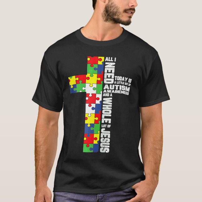 T-shirt Croix de Jésus de sensibilisation à l'autisme chré (Devant)