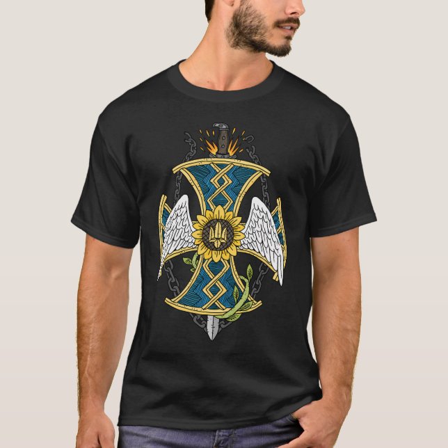 T-shirt Croix de Kozak ukrainienne. (Devant)